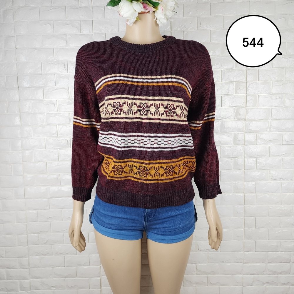 oswal maroon medium knitted sweater
